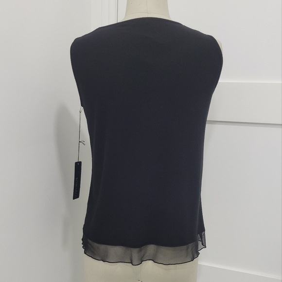 Komarov Women's Sheer Black V-Neck Sleeveless Top Size XS - Picture 3 of 7